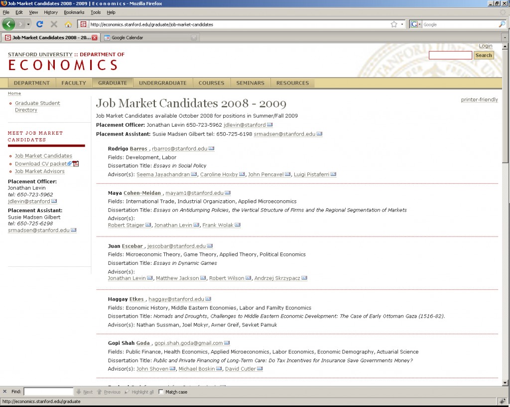 stanford economics phd job market candidates